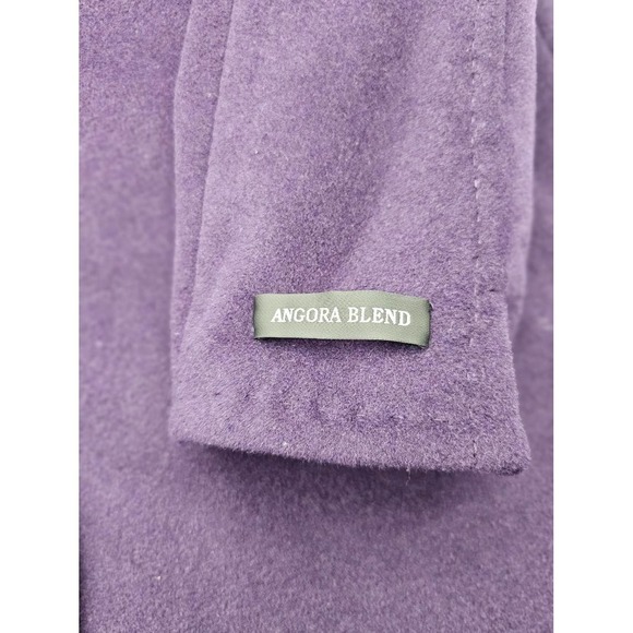 Ellen Tracy Deep Purple Wool Angora Blend Shawl Collar Coat Jacket Size 12 - Picture 8 of 8